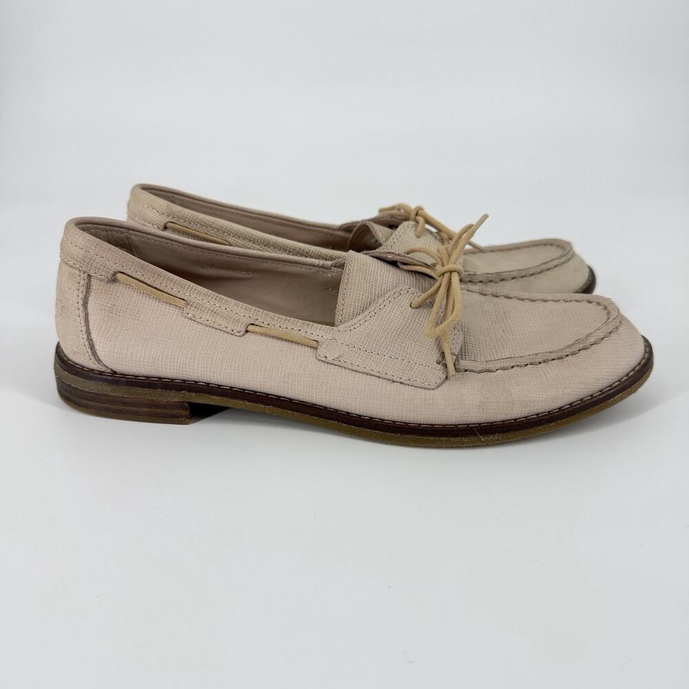 Sperry Top Sider Boat Shoes Womens 8.5 Seaport White Pink Casual Slip On Moc Toe